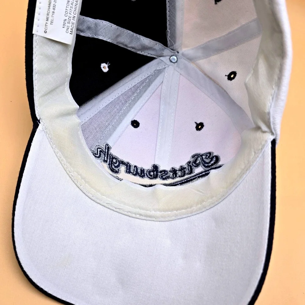 City Merchandise Pittsburgh Hat Navy White Two Tone Embroidered Script‎ Cap OSFM